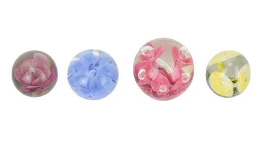 4 Art Glass Floral Paperweights Inc. 2 St. Clair