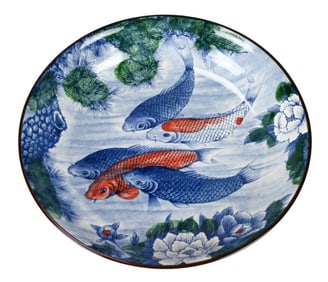 Japanese Koi & Peony Porcelain Charger