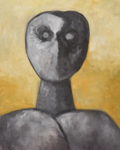 After Bahman Mohasses Acrylic Painting Portrait: After Bahman Mohasses Acrylic Painting Portrait. Framed measures 37 inches x 30 inches. Any condition statement is given as a courtesy to a client, is only an opinion and should not be treated as a st