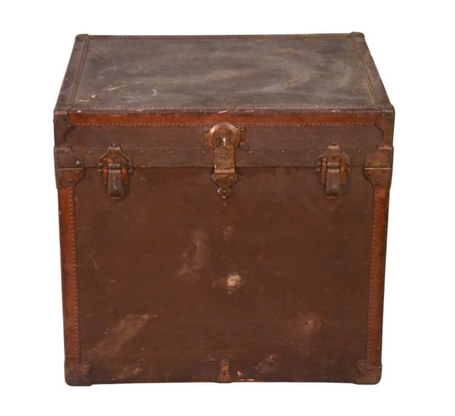 Antique Mark Cross Wardrobe Trunk: Antique Mark Cross Wardrobe Trunk with J.S.L monogram.Measures 25 inches x 26 inches x 22 inches