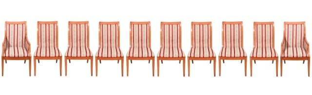 10 French Provincial Carved Upholstered Chairs