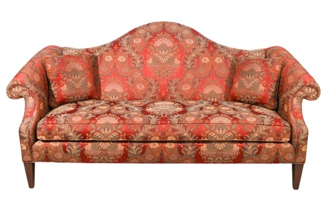 Custom Upholstered Camel Back Sofa (1 of 15)