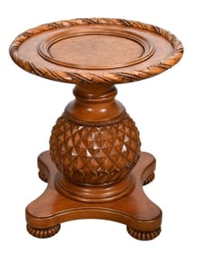 Hand Carved Round Pineapple Pedestal / Table