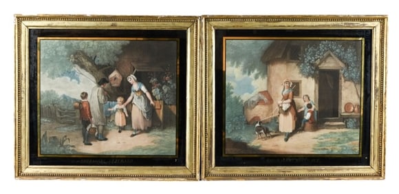 2 19th C After Westall Engravings w Eglomise Frame