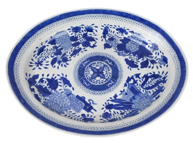 Chinese Canton Porcelain Blue & White Platter (1 of 6)
