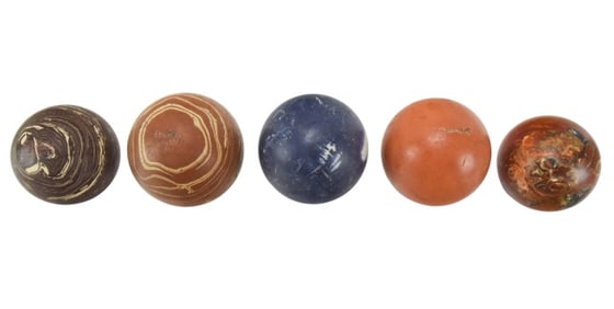 5 Vintage Duck Pin Bowling Balls