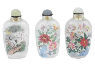 3 Reverse Painted Chinese Snuff Bottles