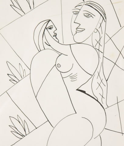 After Francis Newton Souza Drawing Nudes Portrait (1 of 8)