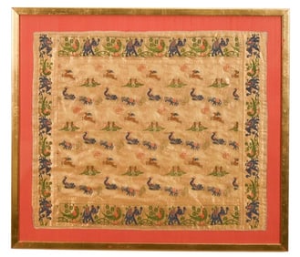 Antique Indo Persian Embroidered Brocade Panel