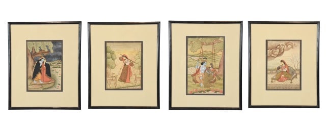 4 Kangra Pahair School Krishna Radha Paintings