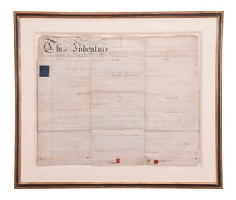 Antique 1804 Land Indenture Mounted & Framed