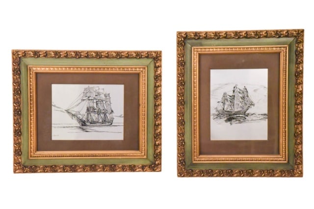 Pair Huffer Signed Clipper Ship Metal Prints (1 of 9)