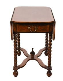 Antique English Pembroke Barley Twist End Table