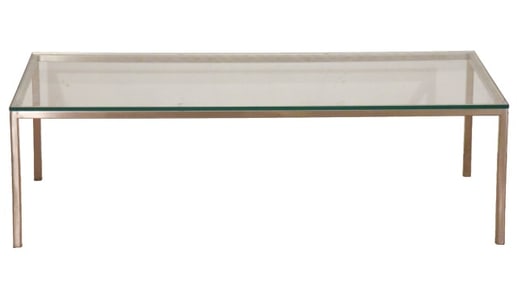 Modern Steel Base Glass Top Coffee Table