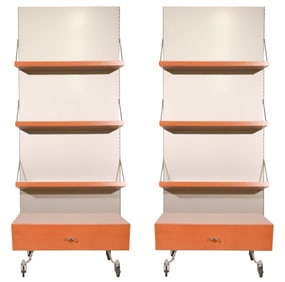 Pair MC Ligne Roset Pear Wood Shelving Units