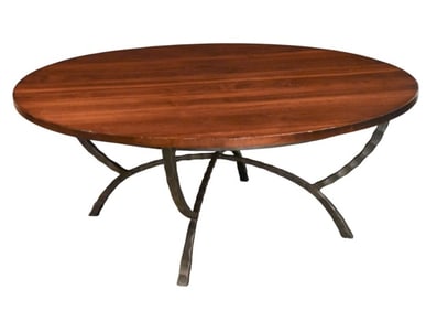 Industrial Style Wrought Iron Round Coffee Table
