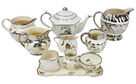 Collection Old Silver Lusterware Pieces