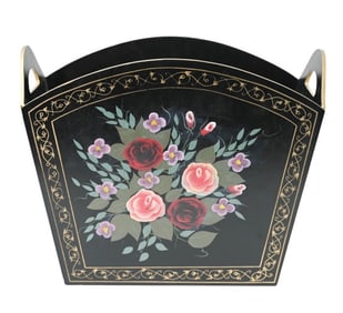 Hand Painted Tole Style Wooden Magazine Rack