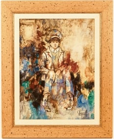 Richard Shepard Signed Acrylic Painting of Boy