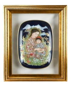 Edna Hibel Signed & Framed Xin Xin Porcelain Plate