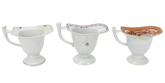 3 Chinese Export Hand Painted Gravy Boats