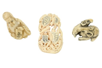 Assortment of Carved Netsuke Figures