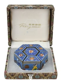 Vintage Chinese Peking Cloisonne Lidded Box Set