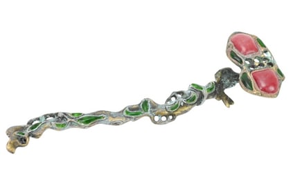 Chinese Bronze w Inlay Auspicious Wealth Statue