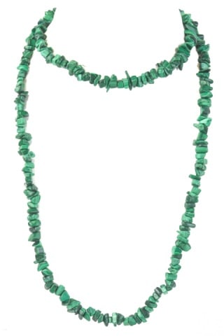 Strand Uncut Malachite Beaded Stones: Strand of Polished Malachite Uncut Beaded Stones. Approximately 34 inches long.