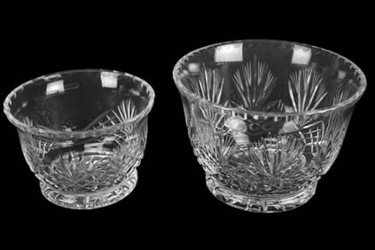 Pair Matching Polish Cut Crystal Bowls