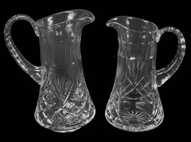 Pair Polish Cut Crystal Pitchers