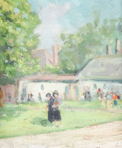 Franklin P. Brownell Oil on Canvas Painting: Franklin P. Brownell Oil on Canvas Painting Depicting a Rural / Farmyard Scene. Measures 15 inches x 11.5 inches, art 11.50 inches x 9 inches. Any condition statement is given as a courtesy to a clien