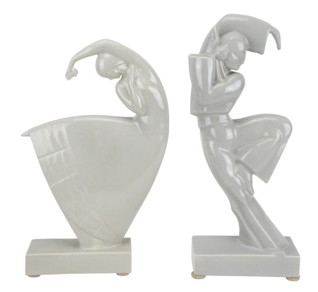 Pair Art Deco Porcelain Robj Signed Statues (1 of 12)