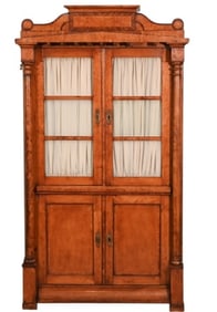 Antique Biedermeier Style Walnut Cabinet