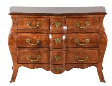 Louis XV Style Serpentine Bombe Chest of Drawers