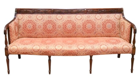 Empire Style Hand Carved Custom Upholstered Sofa