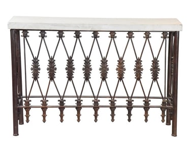 Majestic Neo Classical Iron Console w Cement Top