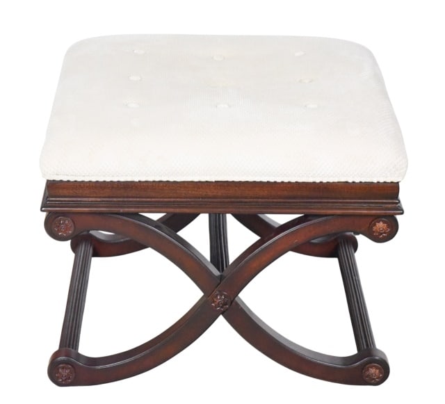 Regency Style Carved Upholstered  Ottoman (1 of 12)