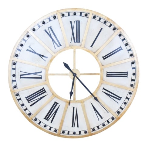 Decorative Rustic Metal Hand Painted Wall Clock: Decorative Rustic Metal Hand Painted Wall Clock. Battery operated. Sold as is.Measures 45 inches diameter.