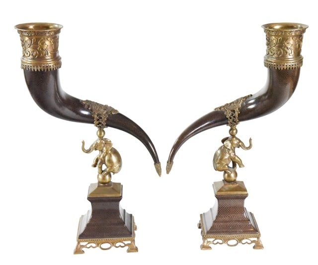 Pair Castilian Porcelain & Elephant Hunt Vase (1 of 17)