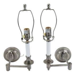 Pair Visual Comfort Rubbed Chrome Wall Sconces