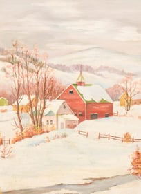 Myrtle Shirey Signed Folk Art Style Oil Painting