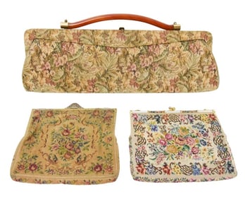 3 Antique Needlepoint & Tapestry Handbags