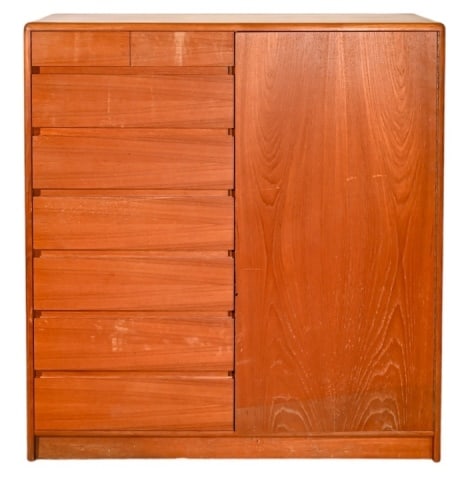 Mid-Century Danish Modern Teak Dresser: Vintage 1970's Mid-Century Danish Modern Teak Dresser by Nordisk Andels-Eksport.Measures 50 inches x 46 inches x 18 inches.