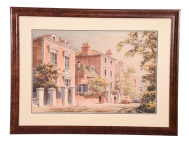 J. Moia Signed Mid C Watercolor Painting Chelsea