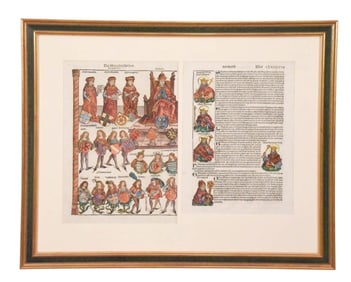 2 Nuremberg Chronicle Pages Professionally Framed