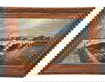 T. Anderson Signed Mid C Oil Painting Ayr Bridge