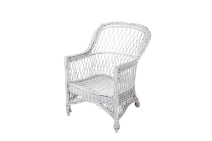 Vintage White Wicker Arm Chair