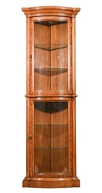 Vintage Carved Corner Cabinet w Glass Shelves