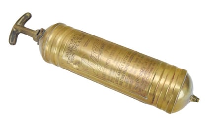 Antique Pyrene London Cast Brass Fire Extinguisher